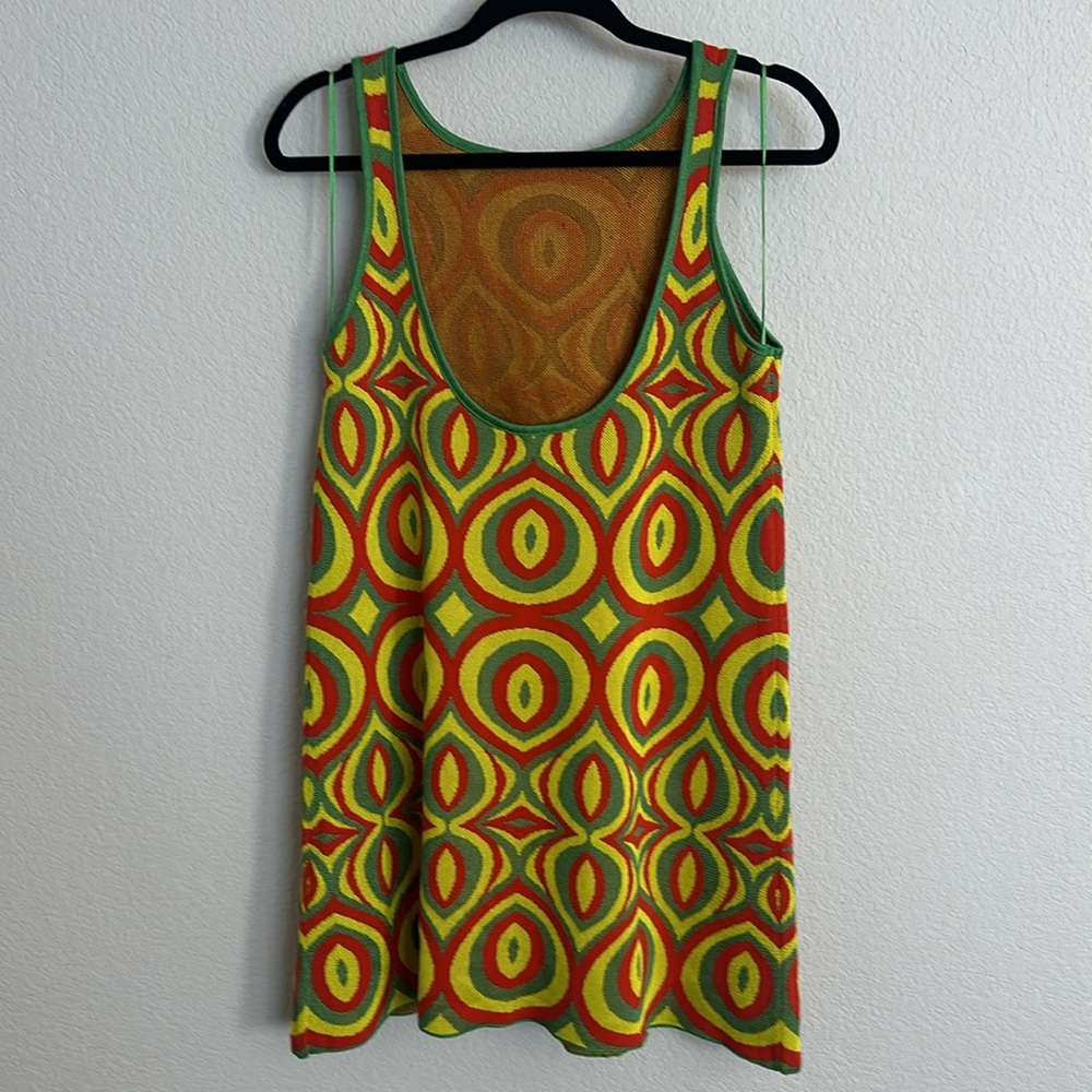 New! ZARA 70’s inspired scoop back psychedelic dress S - Picture 5 of 8